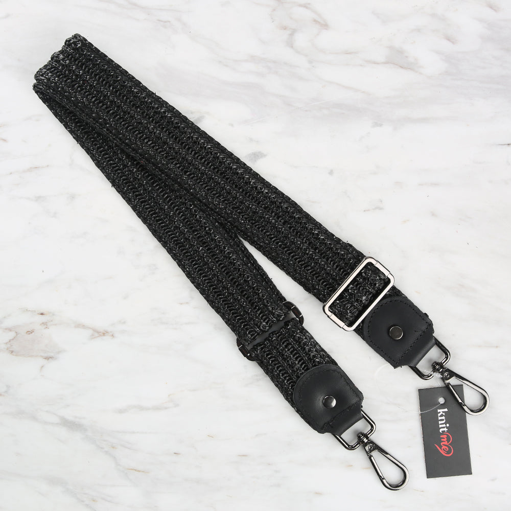 Knitme Hasır Çanta Askısı 125x4 cm Siyah BA-0054